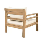 ModernLuxe Outdoor Acacia Wood Patio Chair, Farmhouse Armchair with Water-Resistant Cushions for Garden, Balcony, Backyard, Light Teak+Beige