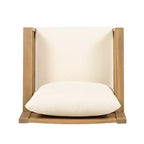 ModernLuxe Outdoor Acacia Wood Patio Chair, Farmhouse Armchair with Water-Resistant Cushions for Garden, Balcony, Backyard, Light Teak+Beige
