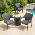 Outdoor PE Wicker Stacking Armchairs Set of 4, Weather-Resistant Patio Chairs with Iron Frame, Modern Balcony, Deck, and Garden Seating-Panipeachy