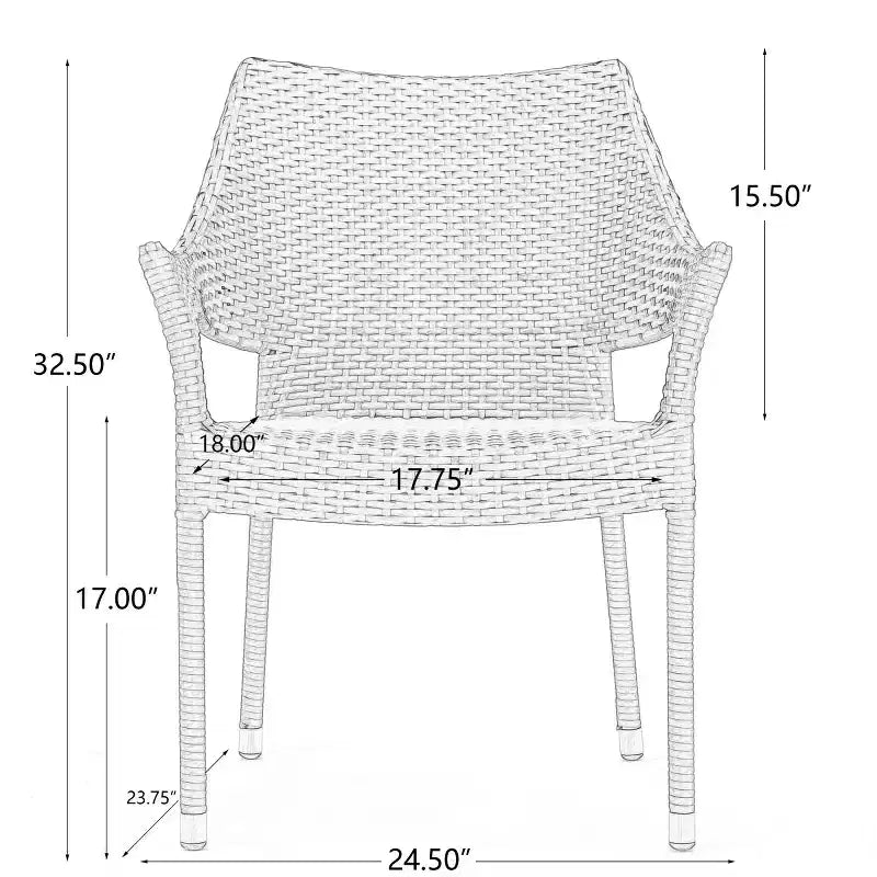 Outdoor PE Wicker Stacking Armchairs Set of 4, Weather-Resistant Patio Chairs with Iron Frame, Modern Balcony, Deck, and Garden Seating-Panipeachy