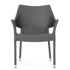 Outdoor PE Wicker Stacking Armchairs Set of 4, Weather-Resistant Patio Chairs with Iron Frame, Modern Balcony, Deck, and Garden Seating-Panipeachy