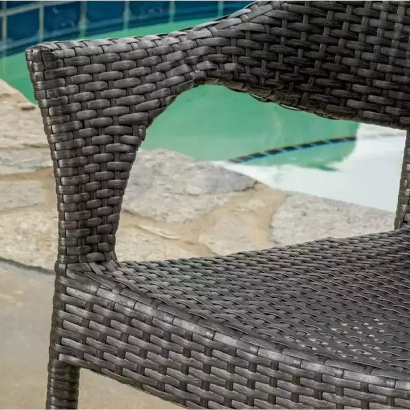Outdoor PE Wicker Stacking Armchairs Set of 4, Weather-Resistant Patio Chairs with Iron Frame, Modern Balcony, Deck, and Garden Seating-Panipeachy
