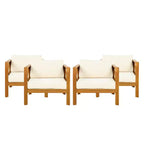Set di 4 Poltrone da Esterno in Legno di Acacia con Cuscini, Sedie da Conversazione per Patio, Sedute da Esterno in Legno per Cortile, Terrazza e Giardino-Panipeachy