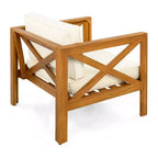 Set di 4 Poltrone da Esterno in Legno di Acacia con Cuscini, Sedie da Conversazione per Patio, Sedute da Esterno in Legno per Cortile, Terrazza e Giardino-Panipeachy
