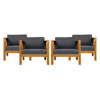 Set di 4 Poltrone da Esterno in Legno di Acacia con Cuscini, Sedie da Conversazione per Patio, Sedute da Esterno in Legno per Cortile, Terrazza e Giardino-Panipeachy