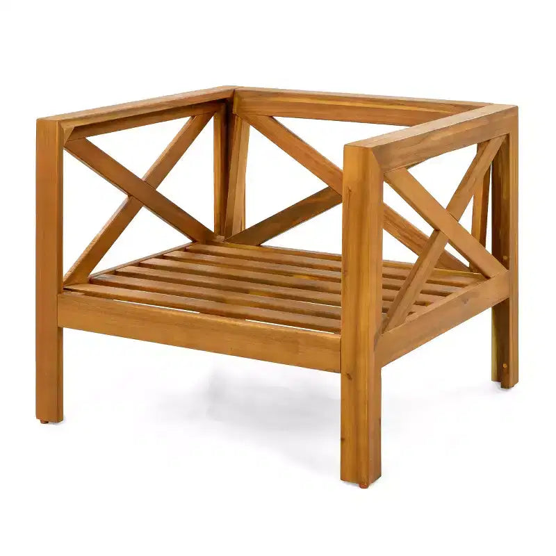 Set di 4 Poltrone da Esterno in Legno di Acacia con Cuscini, Sedie da Conversazione per Patio, Sedute da Esterno in Legno per Cortile, Terrazza e Giardino-Panipeachy