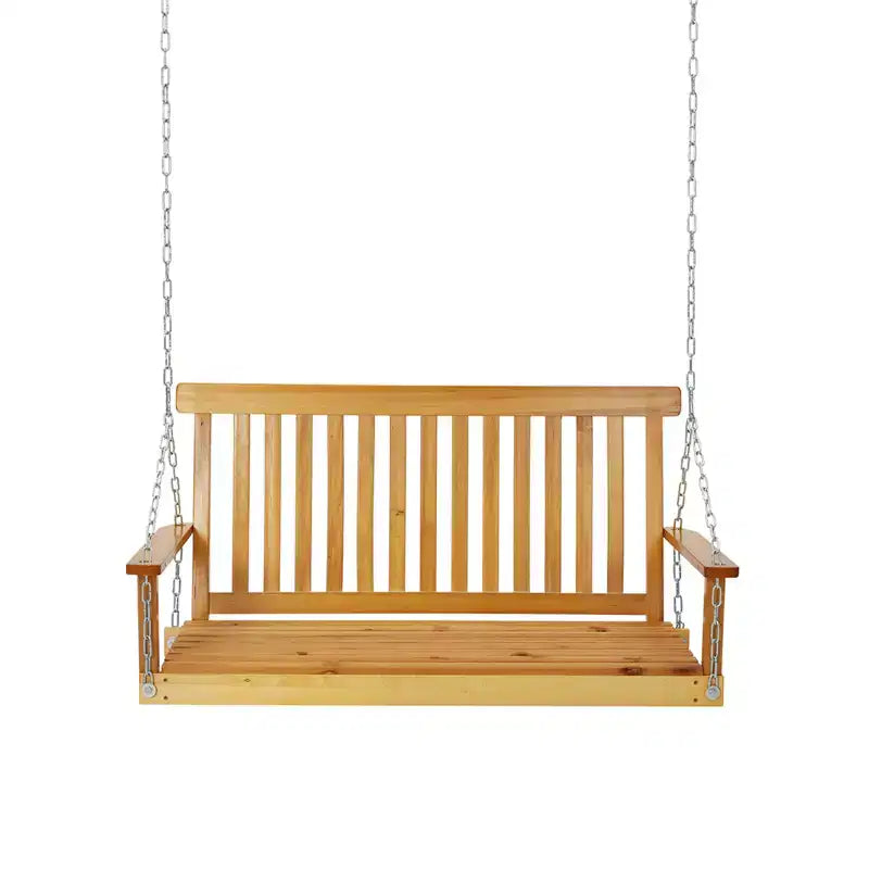 Altalena da portico in legno per esterni da 4FT, panca da giardino resistente con catene regolabili, schienale ergonomico, capacità di 200 kg per patio, terrazza, cortile