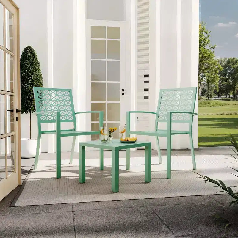 3-Piece Elegant Wrought Iron Backrest Set with Hand-Carved Floral Patterns, Universal Fit Patio, Garden & Outdoor Furniture