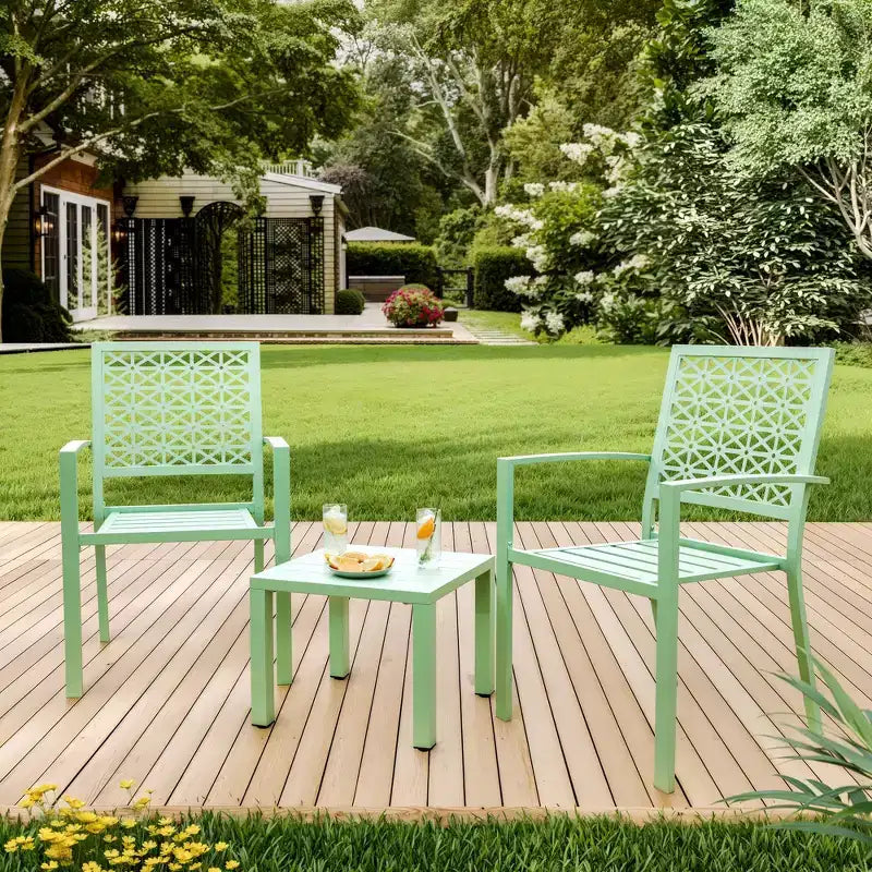 3-Piece Elegant Wrought Iron Backrest Set with Hand-Carved Floral Patterns, Universal Fit Patio, Garden & Outdoor Furniture