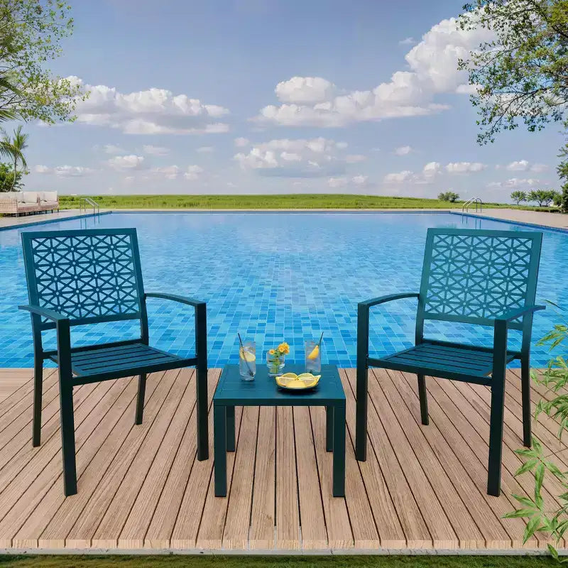 3-Piece Elegant Wrought Iron Backrest Set with Hand-Carved Floral Patterns, Universal Fit Patio, Garden & Outdoor Furniture