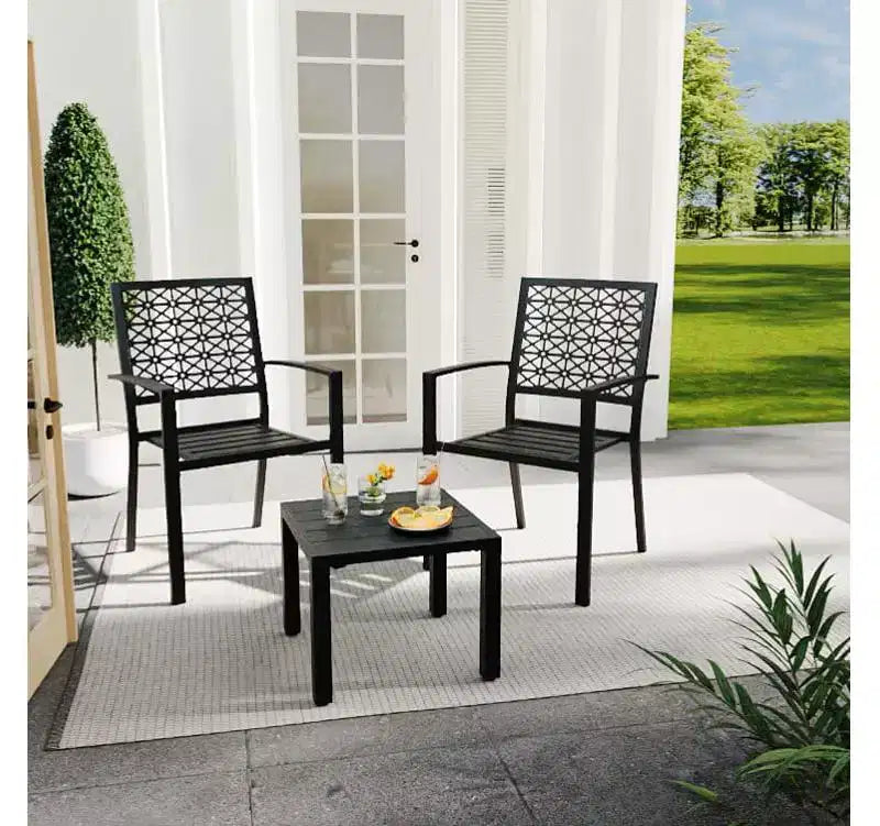 3-Piece Elegant Wrought Iron Backrest Set with Hand-Carved Floral Patterns, Universal Fit Patio, Garden & Outdoor Furniture