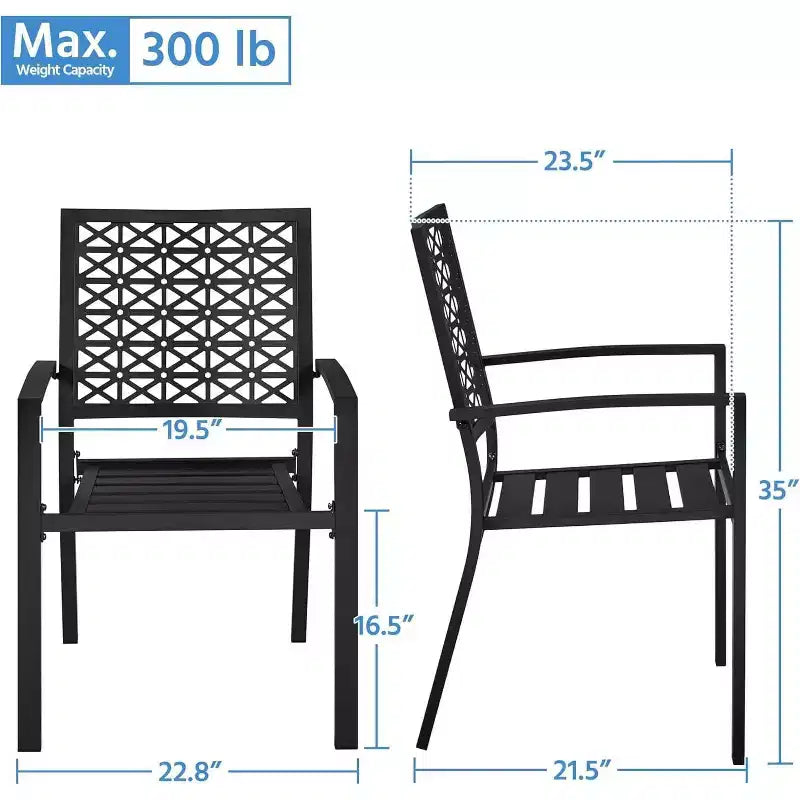 3-Piece Elegant Wrought Iron Backrest Set with Hand-Carved Floral Patterns, Universal Fit Patio, Garden & Outdoor Furniture