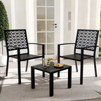 3-Piece Elegant Wrought Iron Backrest Set with Hand-Carved Floral Patterns, Universal Fit Patio, Garden & Outdoor Furniture