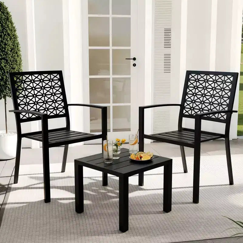 3-Piece Elegant Wrought Iron Backrest Set with Hand-Carved Floral Patterns, Universal Fit Patio, Garden & Outdoor Furniture