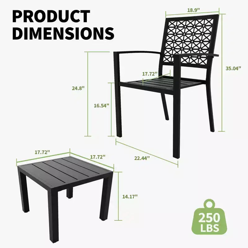 3-Piece Elegant Wrought Iron Backrest Set with Hand-Carved Floral Patterns, Universal Fit Patio, Garden & Outdoor Furniture