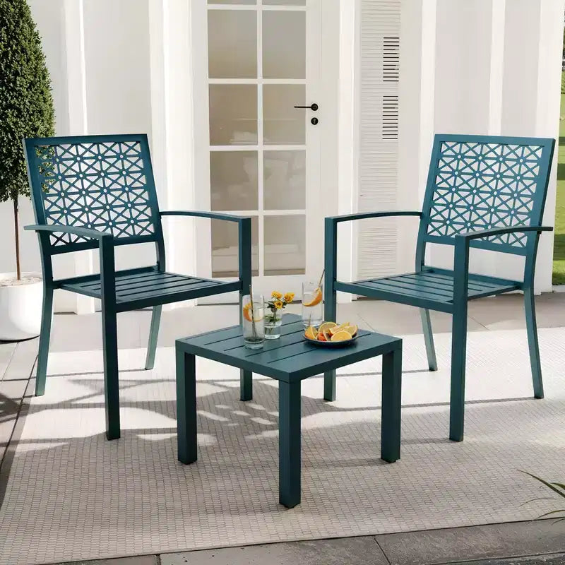 3-Piece Elegant Wrought Iron Backrest Set with Hand-Carved Floral Patterns, Universal Fit Patio, Garden & Outdoor Furniture