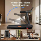 Tapis Roulant Inclinato al 15% con Manubrio - Tapis Roulant Pieghevole Silenzioso da 2,5 CV per Casa e Ufficio, Tapis Roulant Portatile Sotto la Scrivania