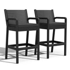 Sgabelli da bar in vimini per esterni, set da 2 - Altezza bancone 76 cm, capacità 150 kg, cuscini spessi, rattan per tutte le stagioni per patio e piscina