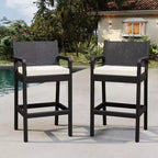 Outdoor Wicker Bar Stools Set of 2 - 30 Bar Height, 330 LBS Capacity, Thick Cushions, All-Weather Rattan for Patio & Pool