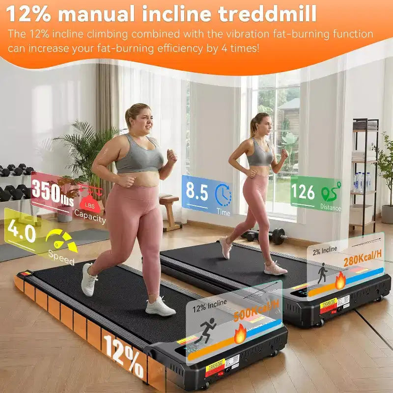 Tapis Roulant KRISRATE 6-in-1 3.5HP con Pedana Vibrante e Inclinazione 12%/15%, Pieghevole Sotto Scrivania per Casa, Ufficio