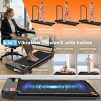 Tapis Roulant KRISRATE 6-in-1 3.5HP con Pedana Vibrante e Inclinazione 12%/15%, Pieghevole Sotto Scrivania per Casa, Ufficio