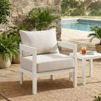Christopher Knight Home Sergio Modern Aluminium Patio Accent Chair with Cushion and Curved Backrest