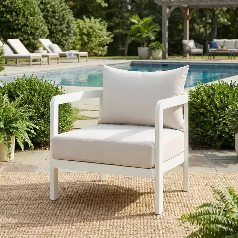 Christopher Knight Home Miguel Sedia da Esterno Moderna in Alluminio con Schienale Curvo e Cuscino