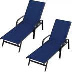 Outdoor Lounge Chair Set of 2  5-Position Adjustable Recliner, Textilene Fabric, 76 Pool Chaise for Patio, Garden & Poolside
