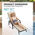 Outdoor Lounge Chair Set of 2  5-Position Adjustable Recliner, Textilene Fabric, 76 Pool Chaise for Patio, Garden & Poolside