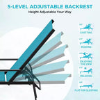 Outdoor Lounge Chair Set of 2  5-Position Adjustable Recliner, Textilene Fabric, 76 Pool Chaise for Patio, Garden & Poolside
