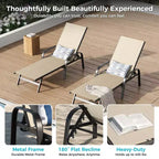 Outdoor Lounge Chair Set of 2  5-Position Adjustable Recliner, Textilene Fabric, 76 Pool Chaise for Patio, Garden & Poolside