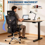 Mesh Ergonomic Office Chair with 4D Armrests Dynamic Lumbar High Back Recline Slide Seat Headrest Silent Wheels for Home Study Gaming