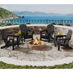Folding Adirondack Chair Set of 4 with 2 Side Table, HDPE Outdoor Patio Chair with Cup Holder, Wooden Textured for patios, Decks, Gardens, fire Pit