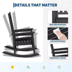 2-Piece All Weather Poly Lumber Outdoor Rocking Chairs, HDPE High Back Porch Rockers for Adults, Weather Resistant Patio Furniture