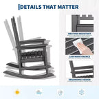 2-Piece All Weather Poly Lumber Outdoor Rocking Chairs, HDPE High Back Porch Rockers for Adults, Weather Resistant Patio Furniture