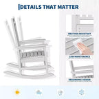 2-Piece All Weather Poly Lumber Outdoor Rocking Chairs, HDPE High Back Porch Rockers for Adults, Weather Resistant Patio Furniture