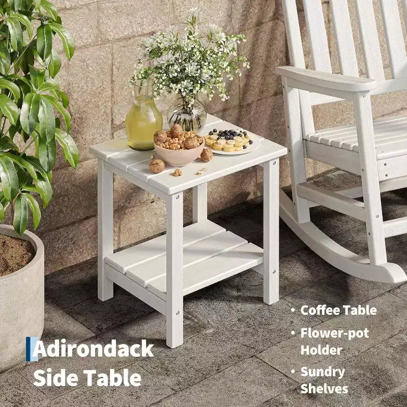 2-Piece All Weather Poly Lumber Outdoor Rocking Chairs, HDPE High Back Porch Rockers for Adults, Weather Resistant Patio Furniture