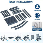 2-Piece All Weather Poly Lumber Outdoor Rocking Chairs, HDPE High Back Porch Rockers for Adults, Weather Resistant Patio Furniture