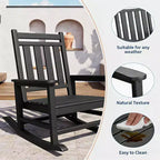 2-Piece All Weather Poly Lumber Outdoor Rocking Chairs, HDPE High Back Porch Rockers for Adults, Weather Resistant Patio Furniture