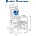 2-Piece All Weather Poly Lumber Outdoor Rocking Chairs, HDPE High Back Porch Rockers for Adults, Weather Resistant Patio Furniture