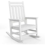 2-Piece All Weather Poly Lumber Outdoor Rocking Chairs, HDPE High Back Porch Rockers for Adults, Weather Resistant Patio Furniture