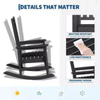 2-Piece All Weather Poly Lumber Outdoor Rocking Chairs, HDPE High Back Porch Rockers for Adults, Weather Resistant Patio Furniture