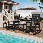 2-Piece All Weather Poly Lumber Outdoor Rocking Chairs, HDPE High Back Porch Rockers for Adults, Weather Resistant Patio Furniture