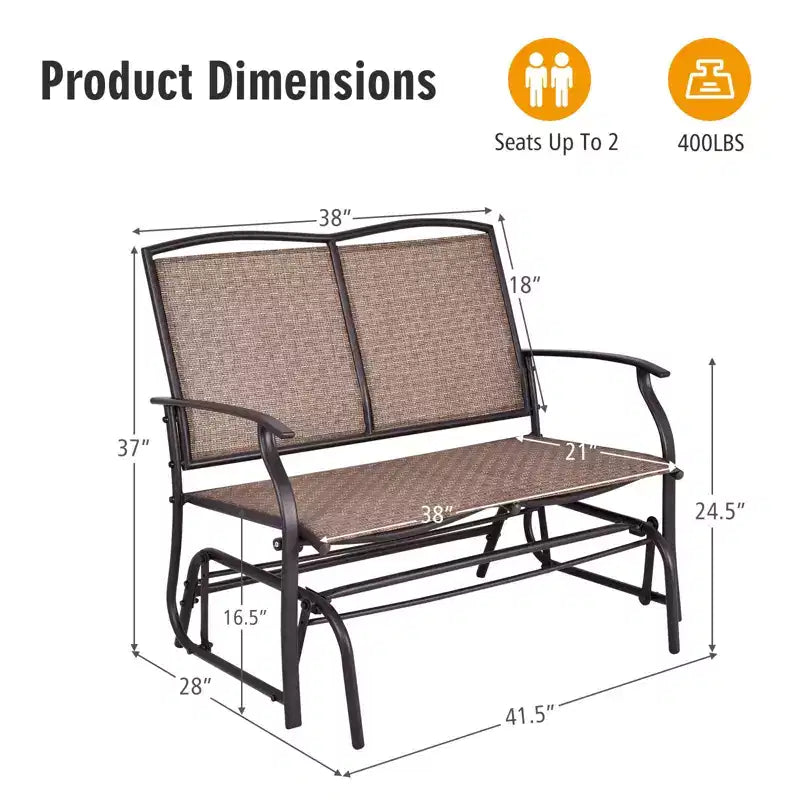 Costway Patio Glider Rocking Bench Double 2 Person Chair Loveseat Garden Gray Turquoise/Blue/Brown