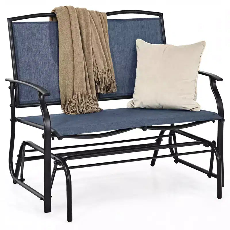 Costway Patio Glider Rocking Bench Double 2 Person Chair Loveseat Garden Gray Turquoise/Blue/Brown