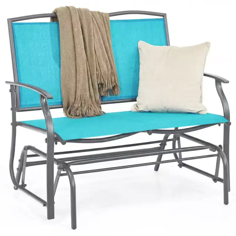 Costway Patio Glider Rocking Bench Double 2 Person Chair Loveseat Garden Gray Turquoise/Blue/Brown