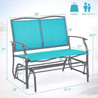 Costway Patio Glider Rocking Bench Double 2 Person Chair Loveseat Garden Gray Turquoise/Blue/Brown