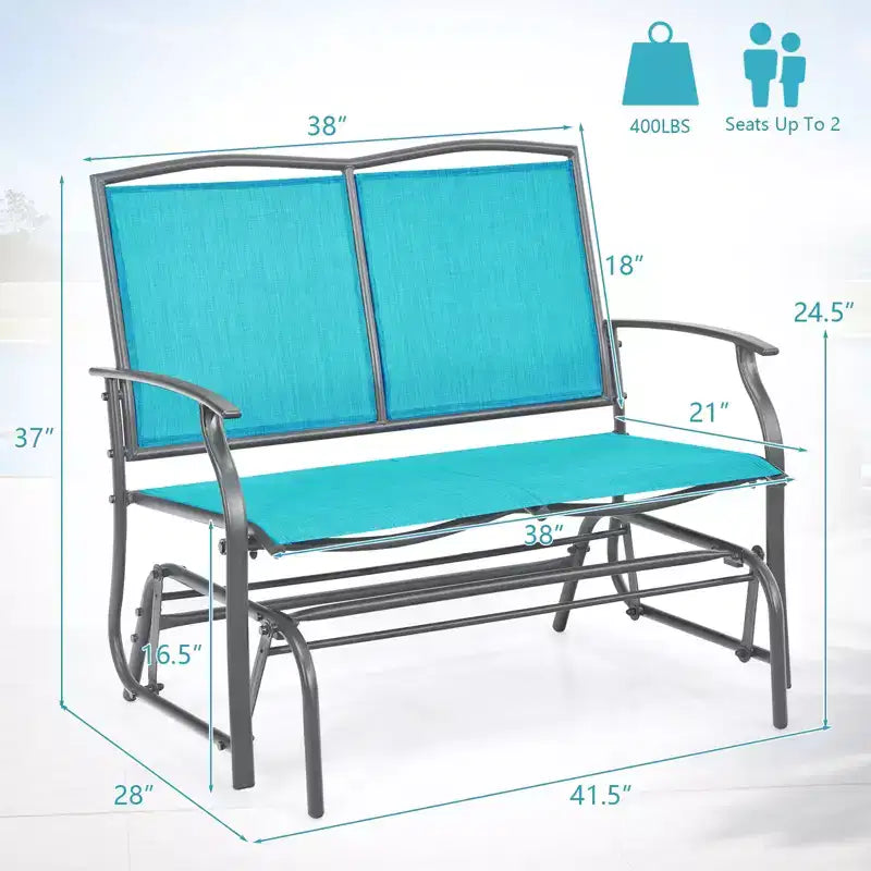 Costway Patio Glider Rocking Bench Double 2 Person Chair Loveseat Garden Gray Turquoise/Blue/Brown