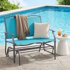 Costway Patio Glider Rocking Bench Double 2 Person Chair Loveseat Garden Gray Turquoise/Blue/Brown
