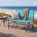 Costway Patio Glider Rocking Bench Double 2 Person Chair Loveseat Garden Gray Turquoise/Blue/Brown